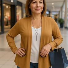 Cardigan Short Women's Mid-Season Plus Size Coat - Camel - Ver 1