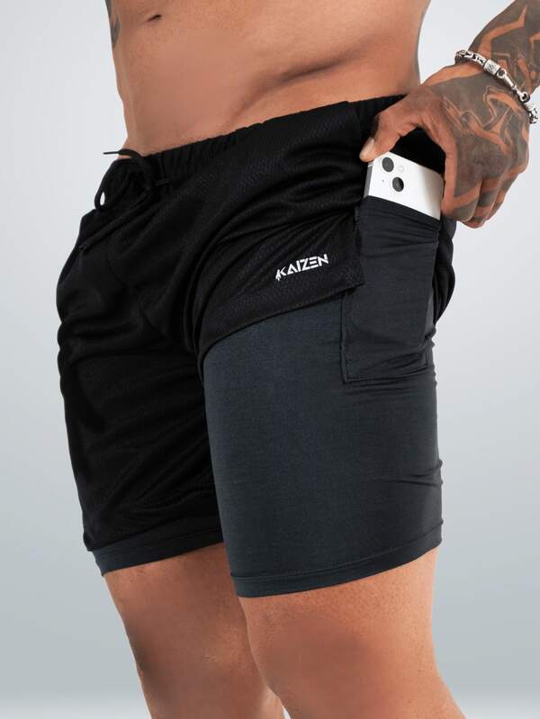 Shorts Bermuda Dry Fit para Treino 2 em 1 Calção Academia Fitness para Esportes Proteção UV