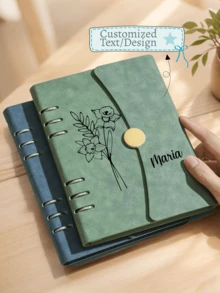 Personalized Leather Notebook With Name And Month Flower - Customizable Loose-Leaf Notebook - Custom A5 Vegan Leather Journal Set With Matching Pen, Personalized Travel/Teacher/Church Notebook, End Of Year Thank You Gift, Graduation, New Job Present - Teacher Gifts, Teacher Planner, Office Supplies, Stationery Gift, Travel Size Diary, Halloween Gift,Christmas Gift Supplies - Multicolor - View 1