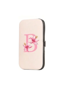 This 7-Piece A-Z Letter Print Travel Nail Art Set Features Pink Flowers And Initials Of Your Name, A Large-Capacity Nail Care Storage Box, Stainless Steel Tools, An Ultra-Sharp, Splash-Proof Nail Clipper Set, And A Classic Design Nail Clipper Case. - Multicolor - View 16