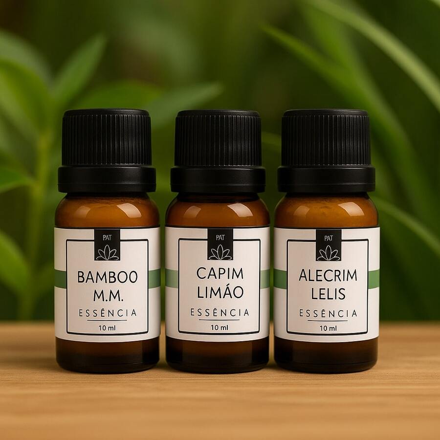 3 Essences For Electric Room Diffuser - PATRA Aromas Kit With 3 Essences - Bamboo + Lemongrass + Rosemary - View 1
