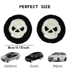 onEternal 2pcs Halloween Skeleton Handmade Crochet Cup Mats, Car Interior Decor