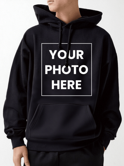 Winter Customized Plus Size Men's Thermal Lined Hoodie With Text And Image, Autumn/Winter - Upload Your Favorite Quotes, Funny Text, Photos Of Loved Ones, Pets, Landscapes For Birthday, Valentine's Day, Father's Day, Party, Halloween, Christmas Gifts