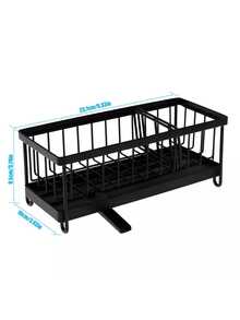 NetHong Large Kitchen Sink Dish Drainer Rack With Drip Tray And Plate Cutlery Holder UK - 黑色海綿瀝水架 - 查看 7