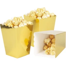 24 Pack Popcorn Boxes For Party, Mini Paper Popcorn Holder Cardboard Snack Container For Party Disposable Snack Candy Bags For Birthday Wedding (2.2 X 4.1 X 3 In) - 金色 - 查看 5