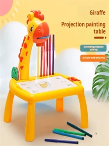 Mesa de desenho multifuncional Little Giraffe com projetor, som e luz, ideal para crianças de 3 a 6 anos. Brinquedo educativo e interativo para pais e filhos, perfeito para meninos e meninas. Ótimo presente para o Natal!
