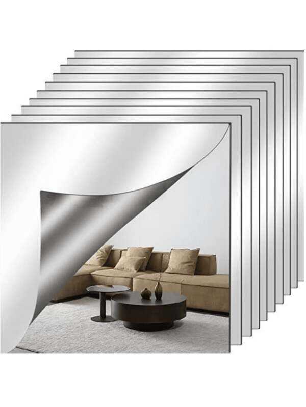 4 piezas de láminas de espejo acrílico HD autoadhesivas, azulejos de espejo flexibles sin marco, pegatinas de espejo para decoración de paredes del hogar, adecuadas para gimnasio, sala de estar, dormitorio, oficina, regalo ideal para amigos y familiares.