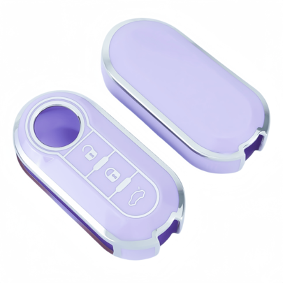 Capa protetora de TPU macio para chave de carro (1 unidade), compatível com Fiat 500, Baoye, Bravo, Iveco e Olsen. Resistente a quedas e poeira. Elegante e sofisticada, ideal para mulheres.