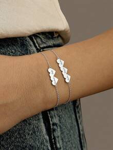 An Exquisite Laser Engraved Stainless Steel Custom Bracelet, Personalized And Unique Ideal Gift For Girlfriends, Mothers, Family And Friends - Silver - View 6