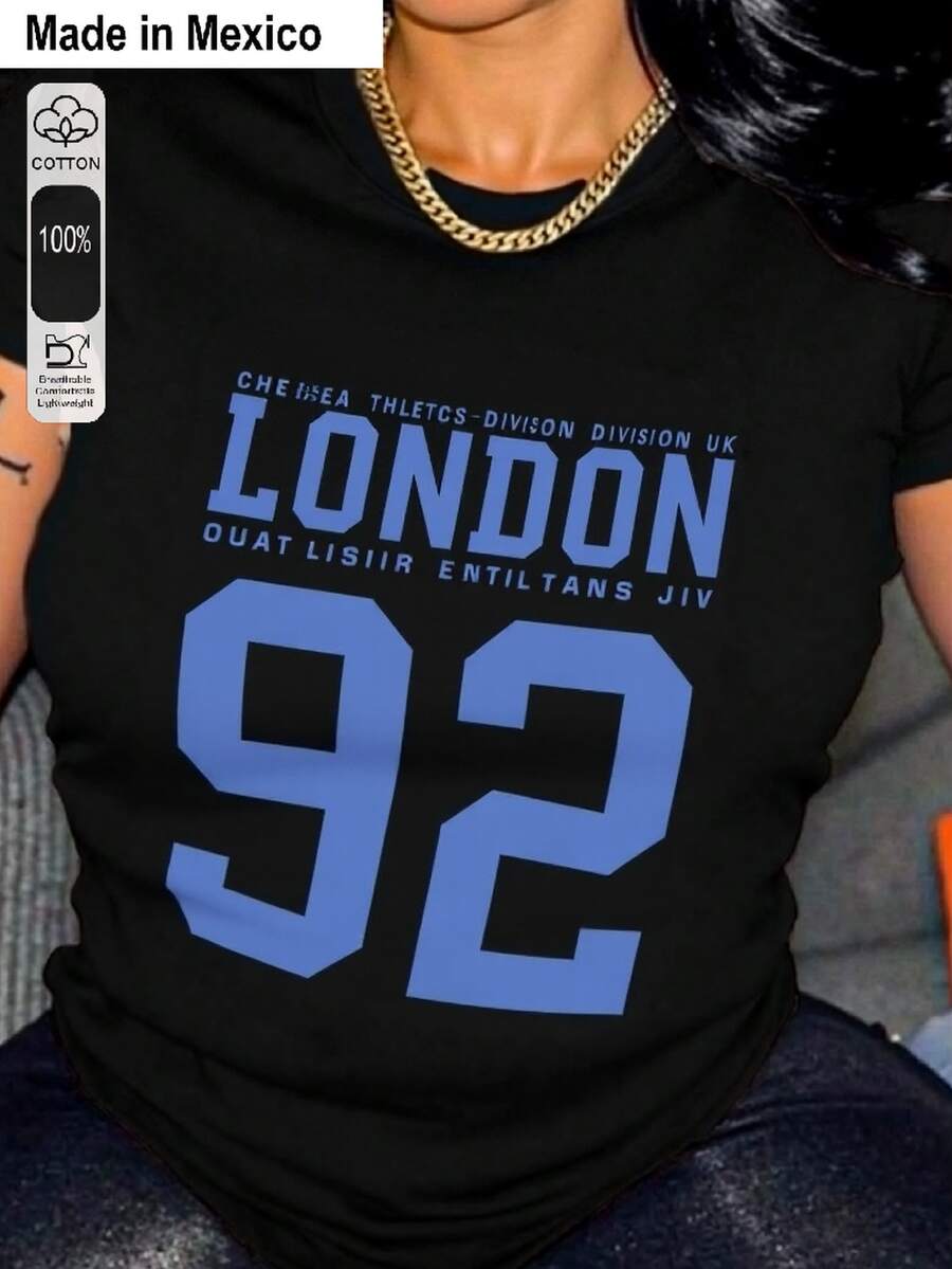 Talla grande1 Pieza Camiseta de Mujer con Estampado, Estilo Realista de Moda, Camiseta Negra con Detalle de Lazo Rosa en la Espalda, 1 PC Camiseta de Cuello Redondo para Mujeres, 180g 100% Algodón Puro, Fresca y Cómoda para la Vida Casual, Deporte, Gimnasio, Viaje, Regalo, Vacaciones de Verano, Día de la Independencia de México - Negro - Ver 1