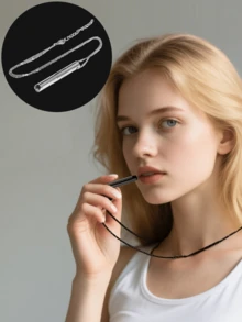 (To nie jest gwizdek) Naszyjnik wspomagający świadome oddychanie, wisiorek ze stali nierdzewnej do uspokajającej medytacji, narzędzie do świadomego, głębokiego oddychania łagodzące stres, lęk i ataki paniki, prezent medytacyjny dla mężczyzn i kobiet (ten produkt to po prostu narzędzie do medytacji, które ma na celu łagodzenie stresu i odczuwanie oddechu, nie da się go dmuchnąć jak gwizdka).