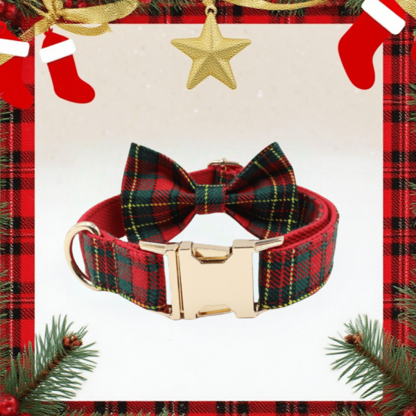 2PCS Adjustable Christmas Themed Dog Collar Bows With Quick Release Buckle, Soft Festive Red And Green Snowflake Pattern, Holiday Pet Accessories In Multiple Sizes, Dog Collars, Secure Pet Identification, Fashionable Pet Accessories, High-Quality Metal Hardware, Suitable For Small, Medium, And Large Dogs, Pet Collars, Zinc Alloy Design For Durability,