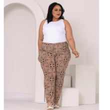 Kit 2 Calça Feminina Malha Fria Estampadas Senhora Plus Leve