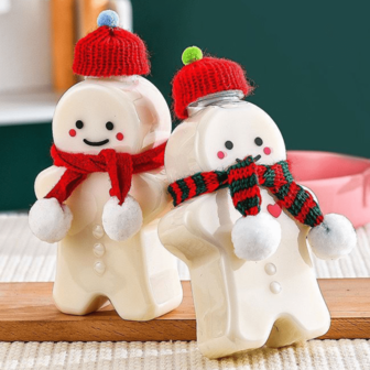 10 个可重复使用的透明塑料圣诞树形瓶带盖 - 适用于饮料和小吃、可爱的圣诞树/姜饼人形牛奶/茶/咖啡/早餐/圣诞气氛/圣诞早餐