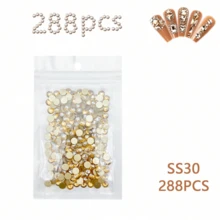 2880 颗扁平水晶圆形水钻，香槟色，SS6-Ss20 4.8 毫米，6 种尺寸，胶水固定在玻璃水钻上，圆形合成宝石用于美甲和工艺品，用胶水固定，美甲用品，指甲，指甲饰物，指甲宝石 1.7-4.8 毫米 - 香檳色 - 查看 12