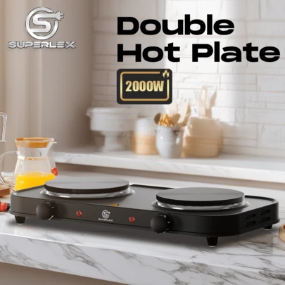 SUPERLEX 4-In-1 Electric Stove, Induction Cooker Table, Portable Cooking Hot Plate, 2000W Portable Tabletop Stove, 5-Speed Temperature Control Portable Cooking Hot Plate, Ring-Shaped Double Oven Heating Plate Design, Stainless Steel Surface For Easy Cleaning, Heating Indicator Light, Built-In Temperature Control, Overheating Protection. Suitable For All Cookers, Very Suitable For RV/Home/Camping/Apartment/Laboratory, Kitchen Cooking, Dinner, Barbecue