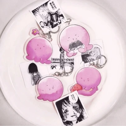 Cartoon Octopus Alien Acrylic Keychain, Cute Anime Bag Decor Pendant, Acrylic Keychain Charm