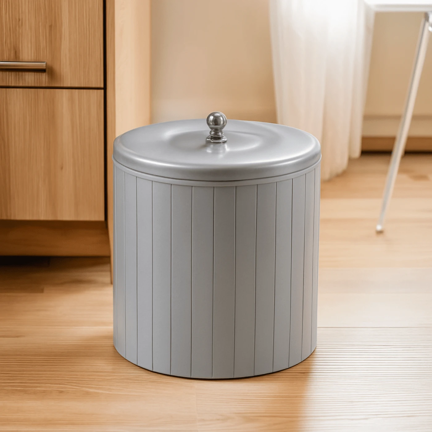 5 Liter Trash Can For Kitchen, Bathroom, Luxury White Gray And Black Sink - Grey - View 1