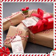 50 Piezas Etiquetas de regalos de Navidad del Polo Norte de Santa Etiquetas de regalo de Navidad con cuerda para regalos Etiquetas para papel de regalo de Navidad para fiesta de Navidad, galletas y decoración (Clásico) 30 Piezas/10 Piezas