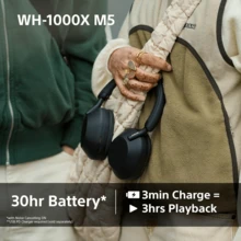 Fones de ouvido supra-auriculares sem fio Sony WH-1000XM5 com cancelamento de ruído premium, Bluetooth, qualidade de chamada nítida, áudio de alta resolução, bateria com duração de até 30 horas, inclui capa rígida, iOS e Android - Preto - Preto - Ver 7