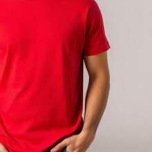Comfortable Minimalist Printed T-Shirt - Red - View 4
