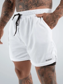 Sport Revolution Men's 2-In-1 Bermuda Shorts With UV+20 Protection – For Maximum Performance In Your Workouts - 白色 - 查看 5