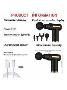 Relajador muscular de alta potencia - Pistola de masaje recargable para tejido profundo con 4 cabezales para alivio de todo el Body, herramienta de recuperación muscular definitiva, plástico de grado familiar, recargable por USB