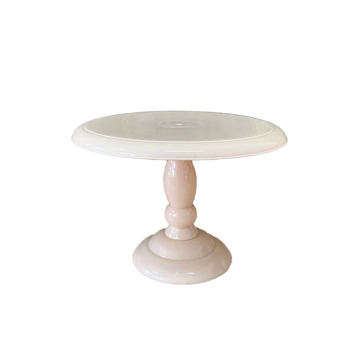 Prato Torneado Plástico Bege Deorativo Mesa De Festa - Bege - Visão 1