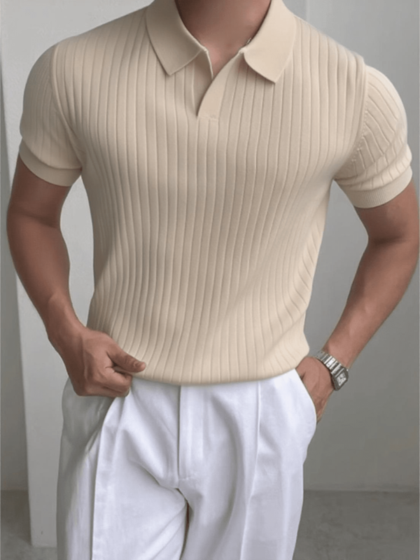 Camiseta de manga corta de punto acanalado para hombre de verano