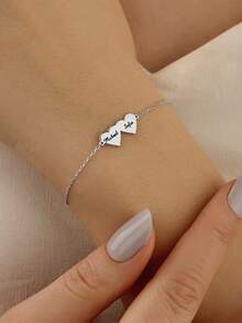 An Exquisite Laser Engraved Stainless Steel Custom Bracelet, Personalized And Unique Ideal Gift For Girlfriends, Mothers, Family And Friends - Silver - View 7