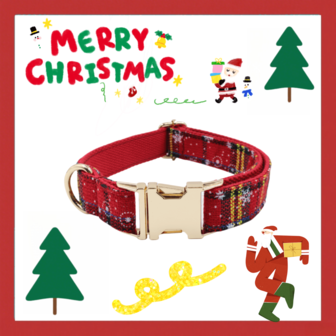 1 PC Adjustable Christmas Themed Dog Collar With Quick Release Buckle, Soft And Durable Festive Red And Green Snowflake Pattern, Festive Pet Accessories In Multiple Sizes, Dog Collars, Pet Identification, Fashionable Pet Accessories, Metal Hardware, Suitable For Small, Medium And Large Dogs