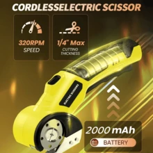 带LED灯的电动剪刀纸板切割机，无绳电动切割机，用于织物、地毯、皮革和塑料的旋转切割机 - 彩色 - 查看 7