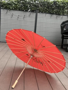 Sombrilla de bambú colorida para decoración de bodas, tela de sombrilla de bambú estilo chino H G Q - Rojo - Ver 3