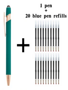 21-55 Stücke/Set Metall Kugelschreiber mit einziehbarer Spitze und Touchscreen-Stylus - Reibungsloser Schreibfluss, rutschfester Griff, kompatibel mit verschiedenen Geräten, inklusive schwarzer Tintenfüllung, geeignet für den täglichen Gebrauch