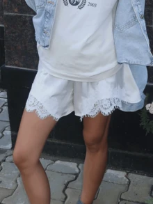 Women Lace Trim Satin Mini Shorts Y2K Elastic Waist Silk  Shorts Lounge Pajama Boxer Shorts Casual Sleep Bottoms French Knickers Cute Pettipants - trắng - Xem 4