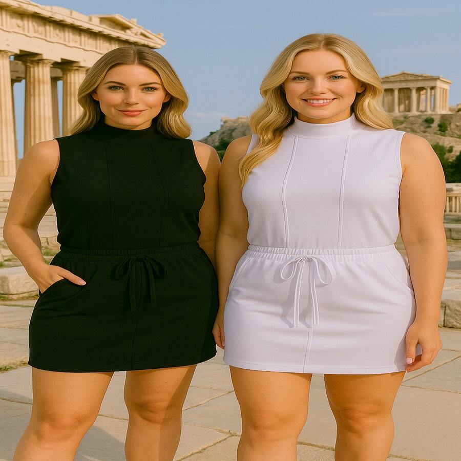 Stylish EVA Set – High Waist Skirt + Top With Optional Knot | Sizes S To G1 - Hitam - View 1