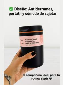 Vaso térmico de acero inoxidable RR-34, termo portátil de 480 ml, accesorio diario para café o té, resistente y elegante, vaso de viaje apto para trabajo y deporte, fácil de transportar - Rosa - Ver 2