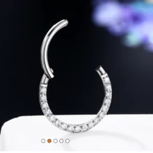 1 pieza Aro de titanio sin costuras ASTM F136 con piedra de zirconia cúbica 5A - Anillo de nariz, septum, cartílago para mujer/hombre, joyería corporal hipoalergénica adecuada para regalos de cumpleaños, San Valentín, Navidad