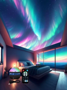 LED Romantic Arctic/Water Ripple Projection Lamp, With USB Plug-In And Remote Control, One-Click To Light Up, Creating Dual Romance. Instantly, The Arctic Light Spreads Across The Ceiling, While Shattered Stars Form A Galaxy That Flows Downward. The Fine Water Ripples Spread Across The Wall. In The Flickering Light, The Entire Room Seems To Float On The Shimmering Water Surface Of A Summer Night. Without Leaving The House, You Can Bring The Starry Sky And The Waves Into Your Room. It's The Perfect Choice For School Or Festival Gifts!