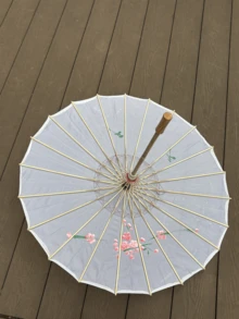 Sombrilla de bambú colorida para decoración de bodas, set de 2 sombrillas chinas de tela, accesorio para boda, fiesta o eventos, decoración temática oriental, fácil de combinar y usar en ambientes especiales - Blanco - Ver 3