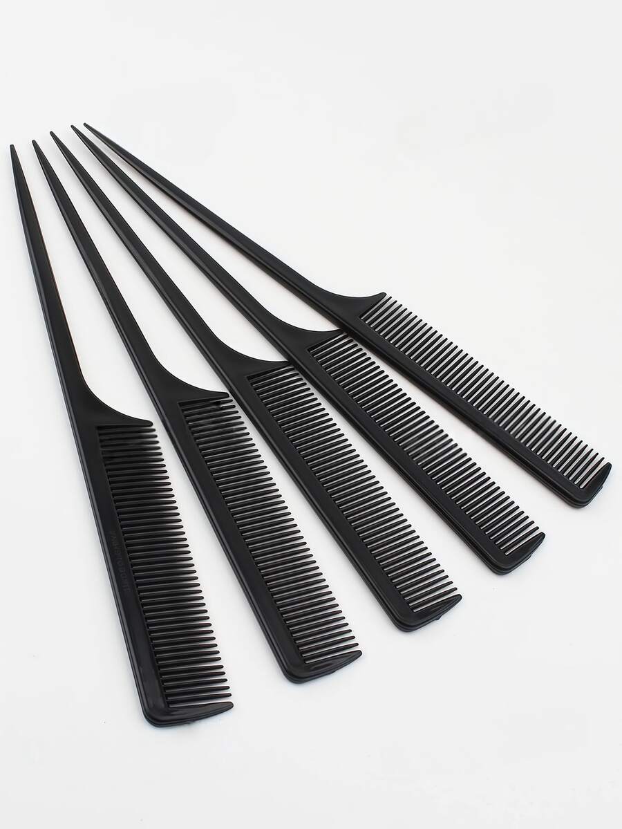 Peine de cola de estilo de peinado de maquillaje negro/Peine de doble cara, peine de salón negro para trenzar/recogidos/maquillaje, kit de peinado, para peluquería, salón de belleza y artículos esenciales de viaje