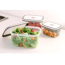 Kit 4/5 Potes Herméticos De Plástico Retangular Com Tampa De Vedação Uso Em Freezer E Micro-ondas. - Transparente - Visão 2