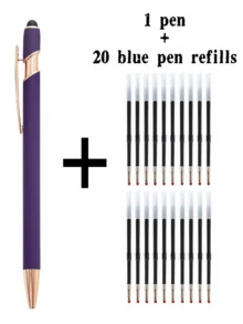 21-55 Stücke/Set Metall Kugelschreiber mit einziehbarer Spitze und Touchscreen-Stylus - Reibungsloser Schreibfluss, rutschfester Griff, kompatibel mit verschiedenen Geräten, inklusive schwarzer Tintenfüllung, geeignet für den täglichen Gebrauch