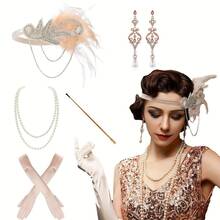 20 世纪 20 年代女士派对配饰套装，轻佻女郎服装配饰咆哮的 20 年代女士配饰轻佻女郎头饰 - 彩色 - 查看 10