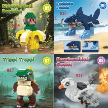 Tungtungtun Sahur, Bloques de construcción de madera Shanhaijing de IA, Bombardiro Crocodilo, Shimpanzinni Bananini, Regalo de Navidad, Decoración de fiesta de Navidad - Multicolor - Ver 5