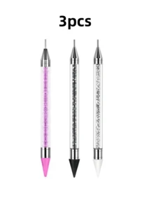 Stilou cu selector de strasuri, stilou cu două capete, pietre prețioase, cristale, știfturi, selector de ceară, creion, stilou, mărgele de cristal, mâner, manichiură, artă pentru unghii, instrument de decorare DIY (negru și alb) - Multicolor - Vizualizare 14