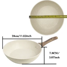 ABKOK ABKOK 9-Piece White Cookware Set- 24/28cm Frying Pan + Pizza Pan + Silicone Tools - Multi-Layer Base For All Stoves (Induction/Gas Compatible)