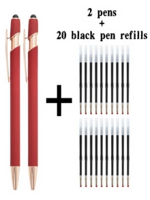 21-55 Stücke/Set Metall Kugelschreiber mit einziehbarer Spitze und Touchscreen-Stylus - Reibungsloser Schreibfluss, rutschfester Griff, kompatibel mit verschiedenen Geräten, inklusive schwarzer Tintenfüllung, geeignet für den täglichen Gebrauch