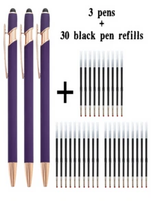 21-55 Stücke/Set Metall Kugelschreiber mit einziehbarer Spitze und Touchscreen-Stylus - Reibungsloser Schreibfluss, rutschfester Griff, kompatibel mit verschiedenen Geräten, inklusive schwarzer Tintenfüllung, geeignet für den täglichen Gebrauch