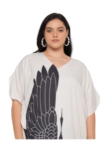 Gypsie Blu Bird Wing Kaftan Dress Plus Size Beach Cover Up Vacation Elegant Caftan For Ladies - Cream - View 4